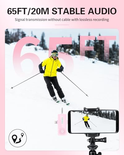 Wireless Lavalier Microphone for iPhone, Android, Camera, Mini Microphone with Noise Reduction, 4 Mic for Video Recording, Podcasts, YouTube