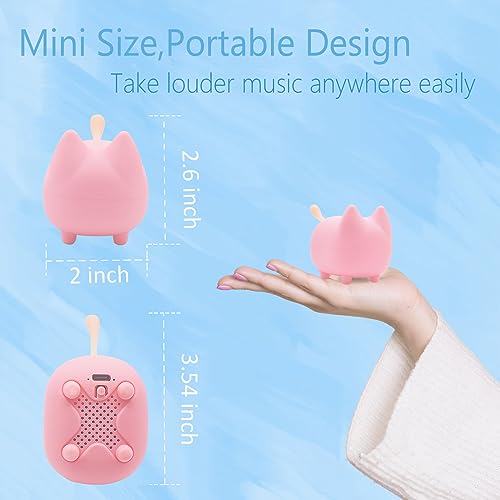 gingo Cute Cat Bluetooth Speaker (Gray) | Cat-shaped silicone tail, 40H playtime, TWS pairing, hands-free mic, BT5.3, 70g light, perfect home/office/outdoor/gift - color: Gray