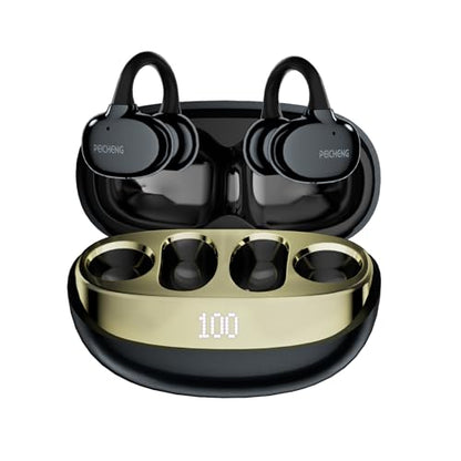 PEICHENG Earbuds Wireless Bluetooth Earphones, 5H Playback 50mAh+400mAh Power Case with Digital Display (Dark Grey) - color: Dark Grey