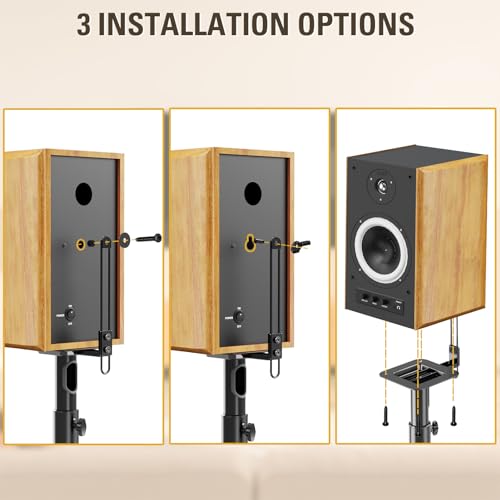 Mounting Dream Height Adjustable Speaker Stands for Bookshelf Speakers | Universal Fit, 11 lbs Capacity, Set of 2 for Bose Polk JBL Sony Yamaha - 42" Max Height - size: 9.4" W x 18" H Speaker