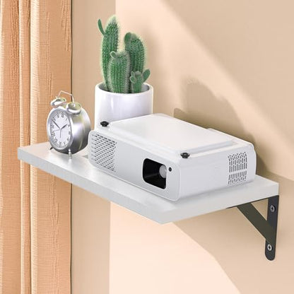 DAWASAPAT Projector Shelf/Modem Shelf/Router Shelf/Cable Box Wall Mount/Router Wall Mount, 15.7" x 9.8"(Lx W) White Projector Holder Stand Accessories with Cable Ties - color: White