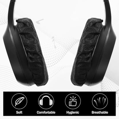100Pcs Disposable Black Headphone Ear Covers, 11cm/4.3in Stretchable Non-Woven Sanitary Earpad Protectors, Ear Pads Covers Fits Most On-Ear and Over-Ear Headphones