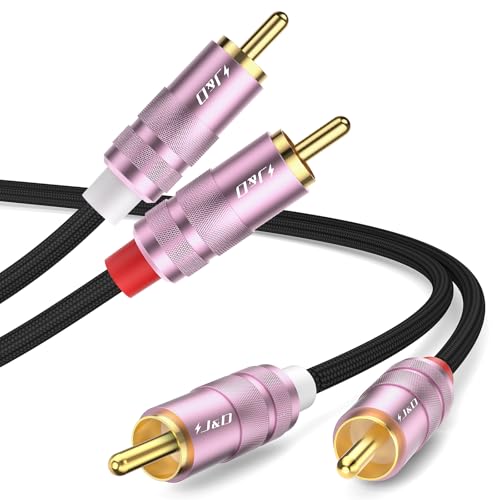 J&D 2 RCA M/M Cable, Nylon Braided 2RCA Male to Male Stereo Audio Cable, Gold Plated Connector for Speaker, TV, Amplifier, Audio Mixer, 3 feet - size: 3 feet
