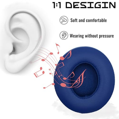 Headphone Replacement Ear Pad Cover Compatible with Beats by Dre Solo3 Solo2 Wired Wireless Headphones Protein Leather Memory Foam Headphone Cushion Ear Muffs-Indigo Blue - color: indigo blue