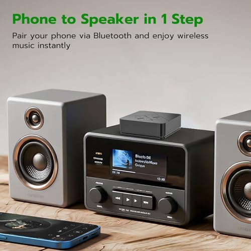2026 Bluetooth 6.0 Receiver for Home Stereo with 3.5mm/RCA, Bluetooth Adapter for Stereo Receiver, Amplifier, Speaker, HiFi - color: Black