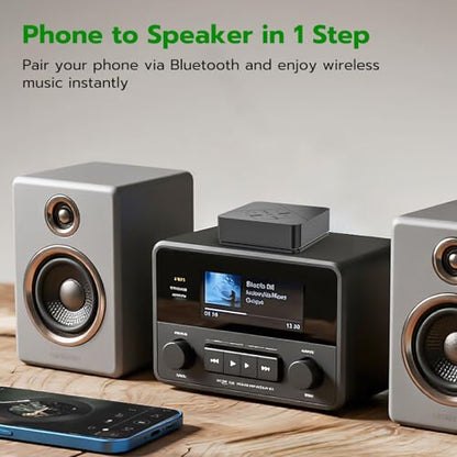2026 Bluetooth 6.0 Receiver for Home Stereo with 3.5mm/RCA, Bluetooth Adapter for Stereo Receiver, Amplifier, Speaker, HiFi - color: Black