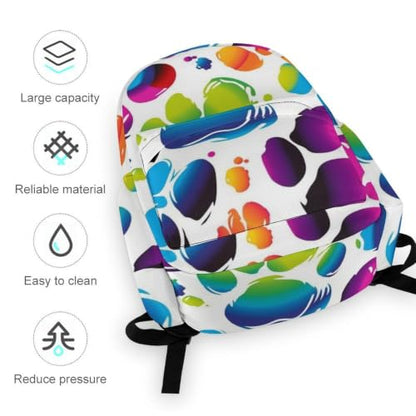 Travel Backpack for Women Men Carry On Backpack Coffee Collection Laptop Bag Lightweight Casual Daypack - color: Colorful Dog Paw Print
