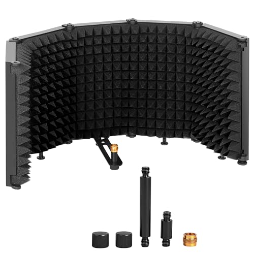 Microphone Stand With Isolation Shield,Recording Studio Equipment | With Foldable Mic Shield With Sound Insulation For Recording Studio, Podcasts,Broadcasting - size: Standard Edition