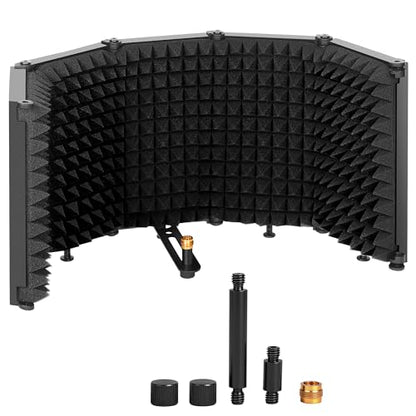 Microphone Stand With Isolation Shield,Recording Studio Equipment | With Foldable Mic Shield With Sound Insulation For Recording Studio, Podcasts,Broadcasting - size: Standard Edition