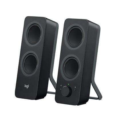 Logitech Z207 2.0 Stereo Computer Speakers with Bluetooth - size: 9.5"x3.5"x4.9"