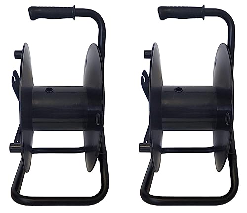AUDIO 2000'S Two-Pack Deluxe Portable Cable Reels, Total Capacity: 1440 Feet of 6mm Black Cable, Each Reel: 720 Feet, Black