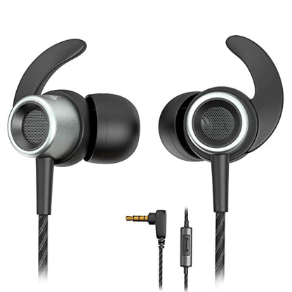 MINDBEAST Noise Cancelling Headphones Wired Earbuds with Microphone | Running Gaming Noise Cancelling Earbuds Wired with Case, Extra Bass For Sport Workout, Adult and Kids, In Ear Ear Bud 3.5mm