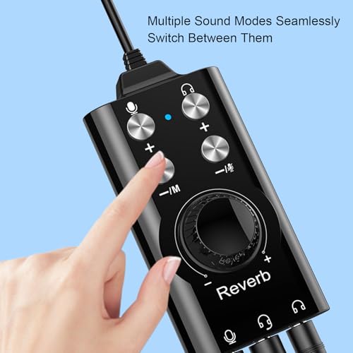 USB Type C External Sound Card, Plug and Play USB Audio Adapter with Noise Reduction Chip and Volume Control, for Laptop Phone Live Streaming Karaoke