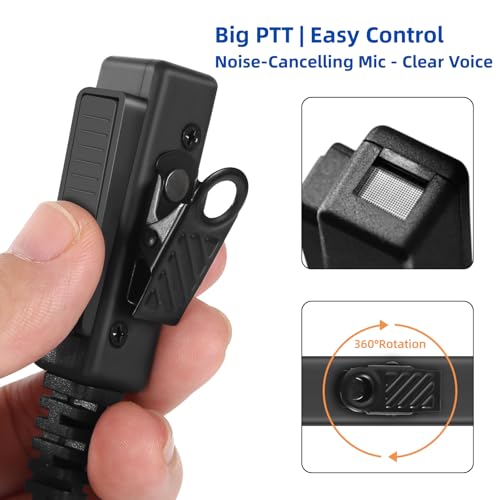 2-Pin Radio Earpiece with PTT Mic for Motorola CP200 CP200D & More | Clear Audio, Durable Cable & Comfortable Fit for Long Shifts. Reliable Communication for Security, Hospitality & Daily Use