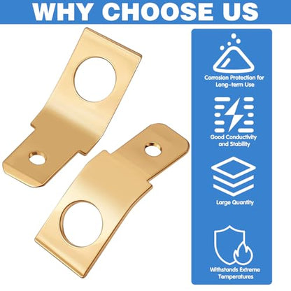 25Pcs Solderless Wire Connectors Non-Insulated Male to Male Electrical Adapter Spade Connectors 1/4" Male Tab Crimp Brass Copper Spade Terminals, Quick Disconnect Wire Connectors for Industrial Car