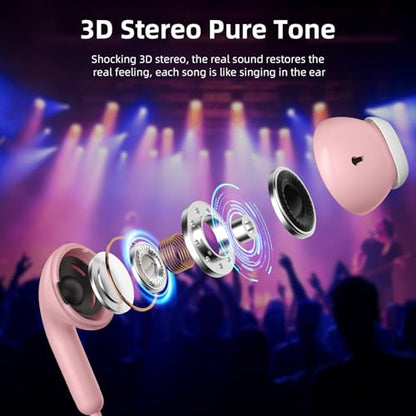 Wired Earbuds Headphones for Chromebook ThinkPad Laptops,3.5mm Plug | Noise Cancelling Ear Buds with Microphone,3,5mm Jack Earphones for Kindle Fire Tablet/Samsung A14 A15/Switch PC School - color: Pink