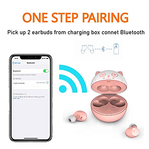 Cute Pink cat Wireless Earphones, Waterproof, Noise Cancelling in-Ear erbuds, TWS Stereo Headphones, Built in mic Headset Premium Sound with deep bass, JE-05B_K71 - color: JE-05B_K71