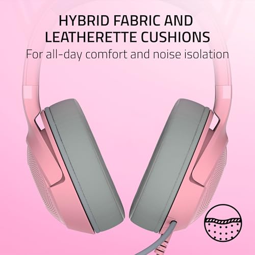 Razer Kraken Kitty V2 USB Wired Headset, Chroma RGB Kitty Ears, Pink | Stream Reactive Lighting, HyperClear Cardioid Mic, 40 mm Drivers, 7.1 Surround Sound, Comfortable Ear Cushions - color: Quartz Pink