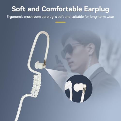 Retevis Covert Tube Walkie Talkie Earpiece with Mic, Full Size PTT(1 Pack)