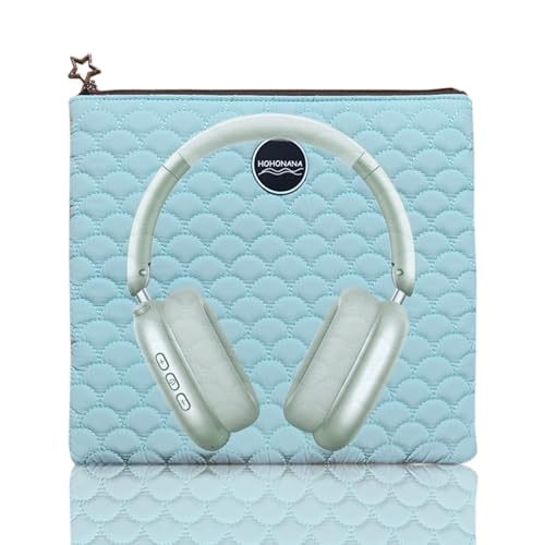 Headphones Puffy Pouch, Soft Cute Travel Case for Over-Ear Headphones Earphone Compatible with Bose QCUltra, QC45, JBL Tune 520BT, Sony WH-CH720N, Headset Carrying Bag Green