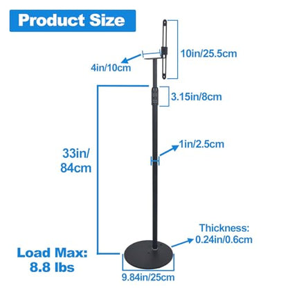 Speaker Stands, Adjustable Height from 33" to 48", 2 Packs | All Metal Speaker Stands Pair for Small Speakers，Holds up to 8.8 lbs,Easy DIY Assembly,HD-718,Black