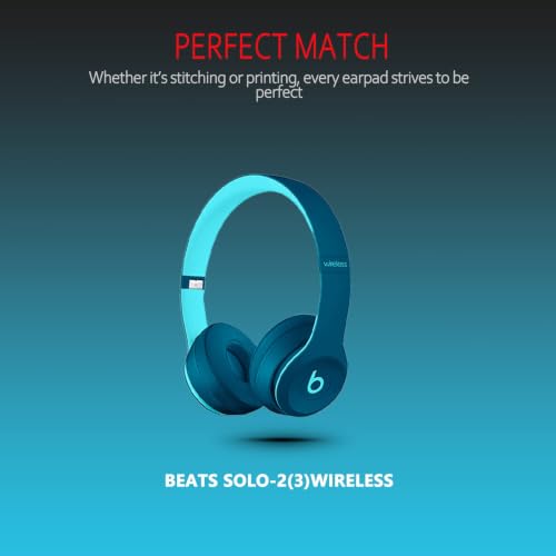 Krone Kalpasmos Beats Solo 3 Earpad Replacement for Solo 2 & Solo 3 | Soft Memory Foam Beats Solo 3 Replacement Ear Pads with Protein Leather, Durable Beat Headphone Cover for Solo 2/3, Pop Blue - color: Pop Blue