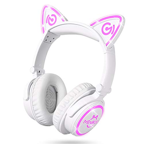 Bluetooth Cat Ear Headphones with LED Lights for Kids & Adults