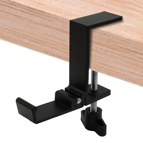 Foldable Aluminum Headphone Hanger, Black | Desk Bag Hook Holder, Headset Stand Hook Mount, Under Desk Clamp Mount, For Gaming, Office & Home Organization