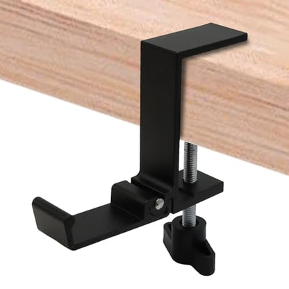 Foldable Aluminum Headphone Hanger, Black | Desk Bag Hook Holder, Headset Stand Hook Mount, Under Desk Clamp Mount, For Gaming, Office & Home Organization