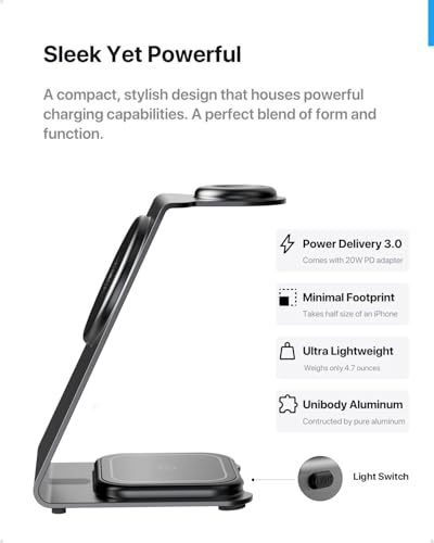 Intoval 3 in 1 Wireless Charging Station for Magsafe, Magnetic Charger for iPhone 16 15 14 13 12 Pro Max, Wireless Charger for Apple Watch 10 Ultra SE 9 8 7 6, for AirPods 4 Pro 2 3 (Desert)