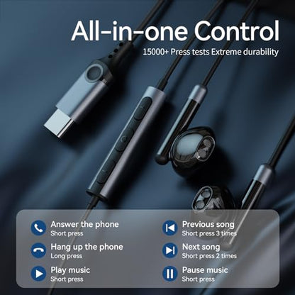 BENEWY in-Ear Headphones, Type C Earphones Wired Earbuds with Microphone