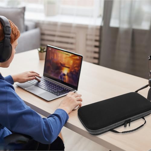 Portable Microphone Storage Bag with Dual Mic Compartment, Zippered Black Mic Carrier Case with 3pcs Orange Anti-slip Foam Set for Travel and Protection