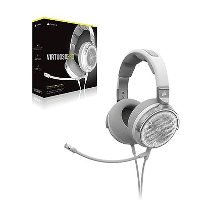 Corsair Virtuoso PRO Wired Open Back Gaming Headset - Detachable Uni-Directional Microphone - 50mm Graphene Drivers - 20Hz-40 kHz Frequency Response - White - color: White