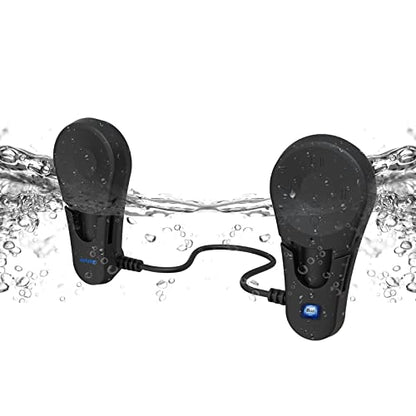 Swimming Headphones, Bone Conduction Design, IPX8 Waterproof, Underwater MP3 Player for Swimmers, Athletes, Water Sports, Diving, Drag and Drop MP3, AAC, M4a, FLAC Using PC or Mac Black