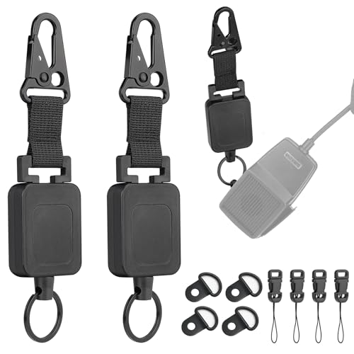 fantaseal 2-Pack Retractable Steel Rope CB Mic Hanger Holder Microphone Car Mount Lanyard Hook Mounting Kit-Rectangle