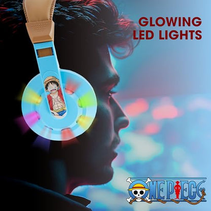 One Piece Gaming Headset with Mic, Wired Headphones, Microphone, LED | One Piece wired gaming headset, mic, LED lights, padded over-ear comfort, enhanced audio, PC gaming setup. - color: Onepiece