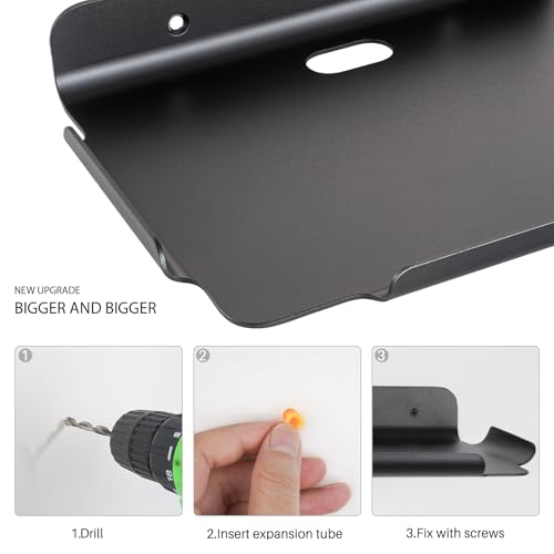 8.5''x6.3'' Deep Metal Floating Shelves,Folating Metal Wall Slelves with Lip for Speakers, Router,Camera,Plants,Wall Mounted Shelves for Bedroom,Bathroom, Living Room,Black - color: 8.5‘’black