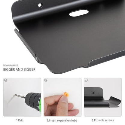 8.5''x6.3'' Deep Metal Floating Shelves,Folating Metal Wall Slelves with Lip for Speakers, Router,Camera,Plants,Wall Mounted Shelves for Bedroom,Bathroom, Living Room,Black - color: 8.5‘’black