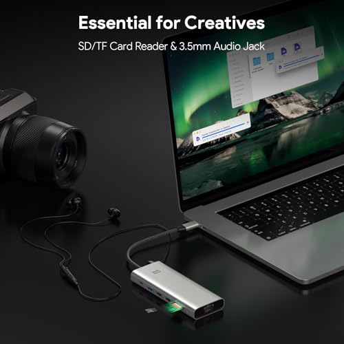 Minthouz Laptop Docking Station 3 Monitors Quad Display USB C Hub | Dongle to 4K HDMI+DP,2 USB2.0,100W PD,2.5G Ethernet,12 in 1Dock for Lenovo,Dell,HP,USB C Docking Station Dual Monitor Adapter