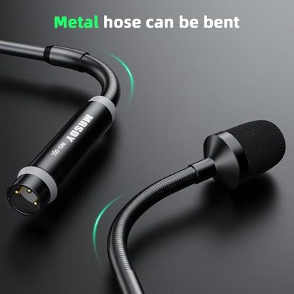 MRSDY 23 Inch Gooseneck Microphone, 3pin XLR Metal Wired Dynamic Podium Mic | Clear sound quality, noise reduction, all-metal construction, dual hose, cardioid directionality, 360° rotation, and 90° bend