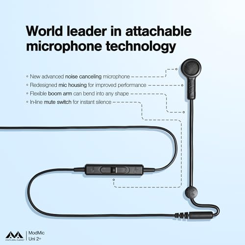 ModMic Uni 2+ Attachable 3.5mm Headset Microphone. Gaming on PC, PS5, Xbox