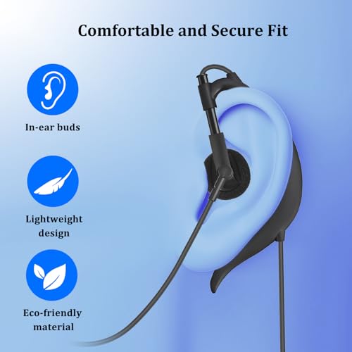 Wired USB Earbuds with Boom Mic for PC Mac Laptop Computer
