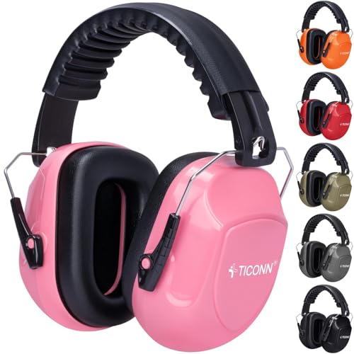 TICONN Noise Cancelling Ear Muffs for Adults, SNR 33dB Hearing Protection, Adjustable Safety Earmuffs for Construction - color: Soft Pink