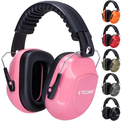 TICONN Noise Cancelling Ear Muffs for Adults, SNR 33dB Hearing Protection, Adjustable Safety Earmuffs for Construction - color: Soft Pink