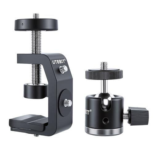UTEBIT 40mm C-Clamp Camera Mount with Mini Ball Head, Black - size: 40mm