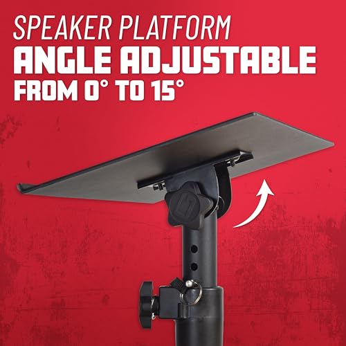 Gator Frameworks Set of 2 Clamp On Desktop Studio Speaker Stands | Height and Tilt Adjustable with 12 x 9" EVA-lined platforms & 60 lbs. Weight Capacity (GFWSPKSTMNDSKCMP) - style: Desktop Mounted