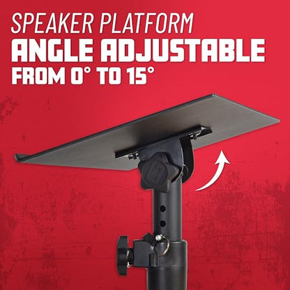Gator Frameworks Set of 2 Clamp On Desktop Studio Speaker Stands | Height and Tilt Adjustable with 12 x 9" EVA-lined platforms & 60 lbs. Weight Capacity (GFWSPKSTMNDSKCMP) - style: Desktop Mounted