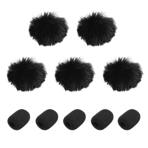 MECCANIXITY Microphone Cover Mini Furry Windscreen Foam Mic Sponge 8mm with Black Cap for 0.5 to 1.2mm Microphone 1 Set - color: Black, size: 8mm