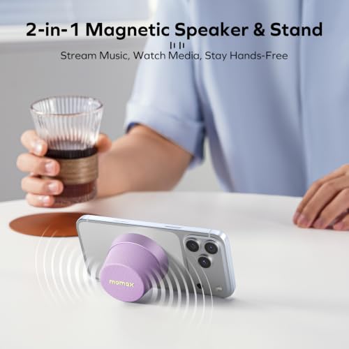 MOMAX Magnetic Portable Wireless Speaker, Enhanced Bass & Clear Sound | IPX6 Waterproof with Aluminum Alloy Design & 12H Playtime for Travel, Shower, Kitchen & More - color: Purple