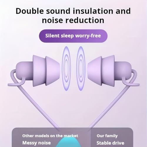 Soft Silicone Wired Sleep Earbuds, 3.5mm Jack Noise Isolating in-Ear Headphones, Comfort Side Sleeping Earphones (Purple) - color: Purple
